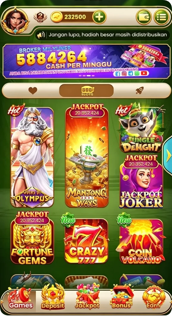 Tampilan utama aplikasi Aplikasi calo288 Resmi dan Terpercaya di Android yang intuitif dan efisien.